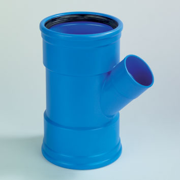 Dyka Sono PVC verloop T-stuk 45° blauw manchet/mof/manchet