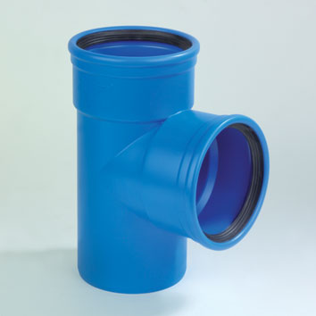 Dyka Sono PVC T-stuk 87° blauw 2xmanchet/spie