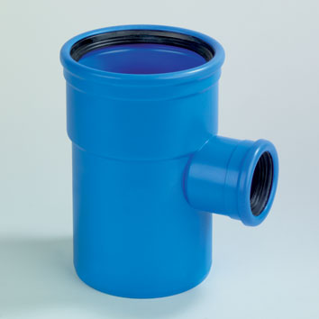 Dyka Sono PVC verloop T-stuk 90° blauw 2xmanchet/spie