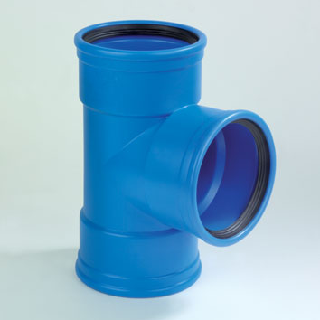 Dyka Sono PVC T-stuk 87° blauw 3xmanchet