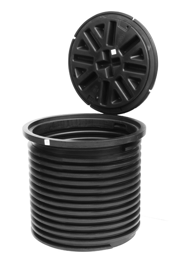 PE losse schacht DN600 x 600mm met zwart deksel t.b.v. ondergrondse opslagtank 5000 liter