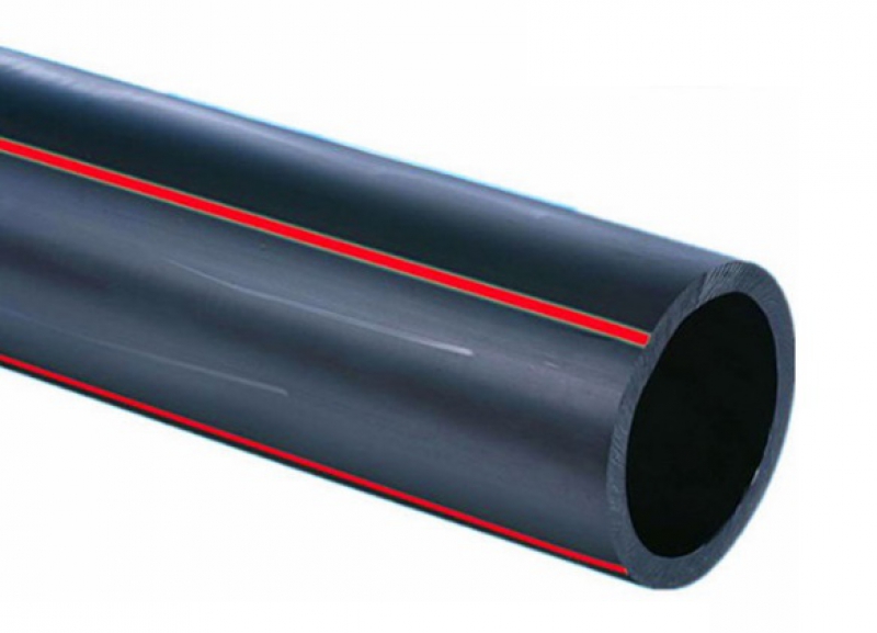 PE100 (HDPE) buis zwart/rood SDR17