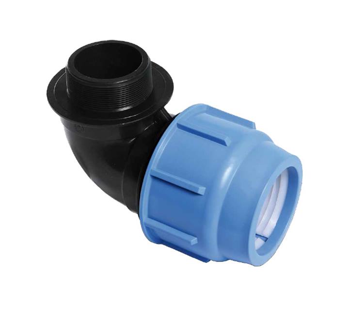 PE knel puntknie 90° met bu.dr. Kiwa