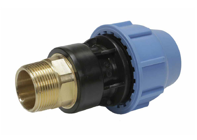 PE knel x messing puntstuk recht met bu.dr.