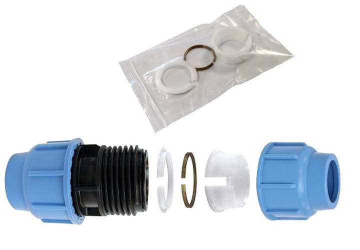 Ombouwsetje PE buis naar PVC buis