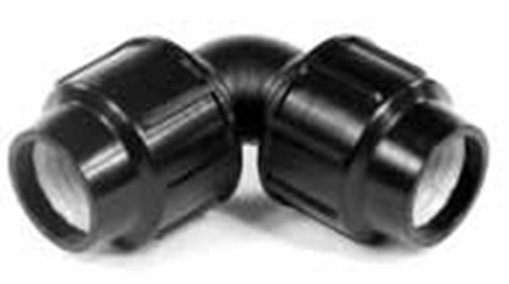 PE knel knie 90° Agri zwart