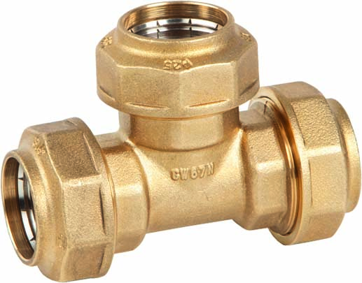 Genebre (0032) Messing PE snijring T-stuk 90°