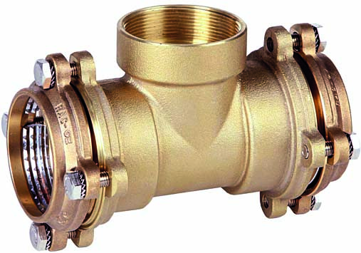 Genebre (0037) Messing PE snijring schroef T-stuk 90° bi.dr.