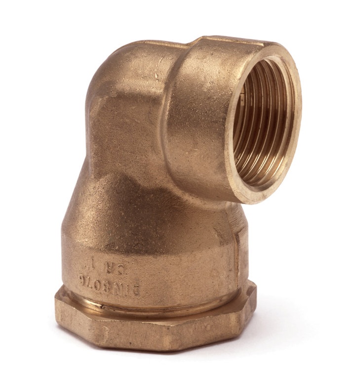 Isiflo messing PE schroefknie 90° met bi.dr. Kiwa/Gastec (met ombouwset)