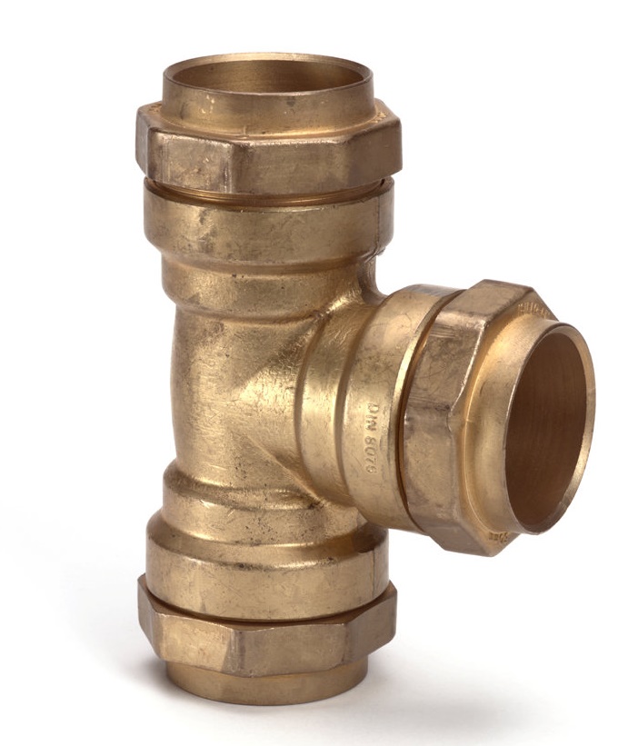 Isiflo messing PE T-stuk 90° Kiwa/Gastec (met ombouwset)