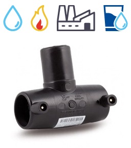 Elektrolas T-stuk 90°  2 x mof / 1 x spie PE100, SDR11, PN16 (Water & Gas)