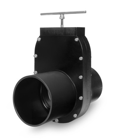 HDPE schuifafsluiter 2xspie RVS disc + hendel