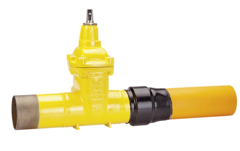 AVK afsluiter 46/90 staal x PE100 uiteinden PN10 GAS