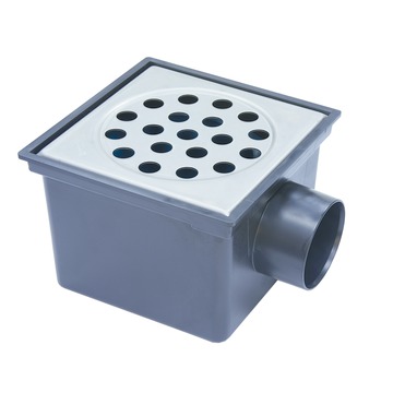 ABS vloerput 200x200mm RVS rooster ZU 75mm