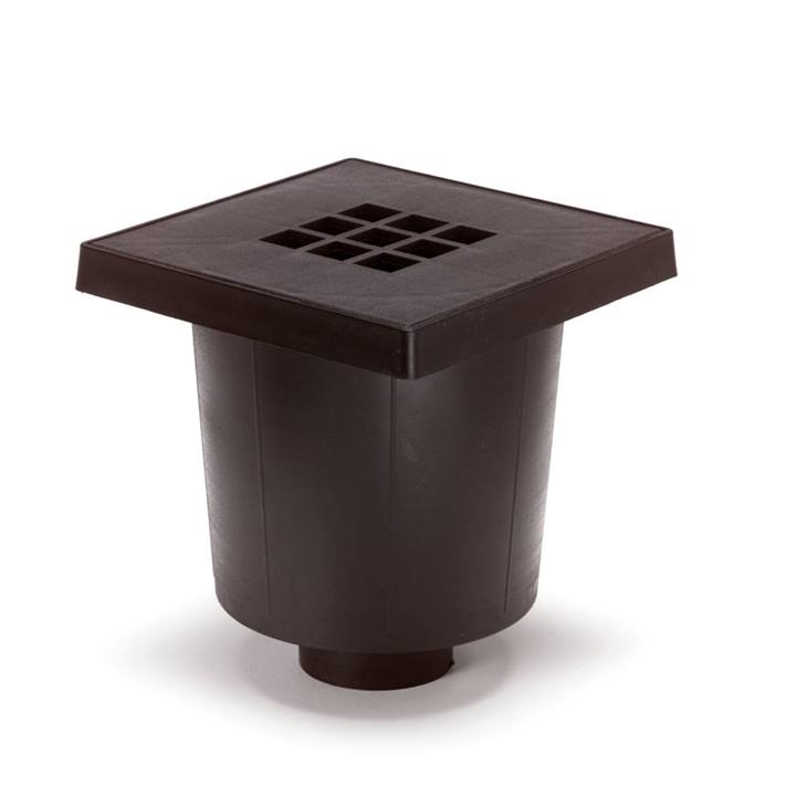 PP vloerput 200x200mm met PE rand en rooster OU 75mm