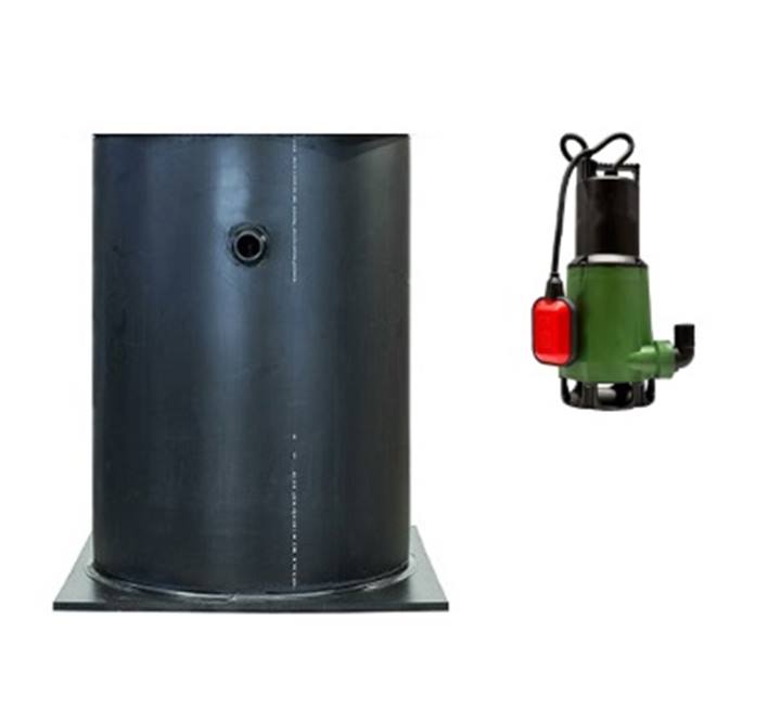 Pompput H2Q HDPE 400mm H=1200mm met bodemplaat 550mm, enkel pomp