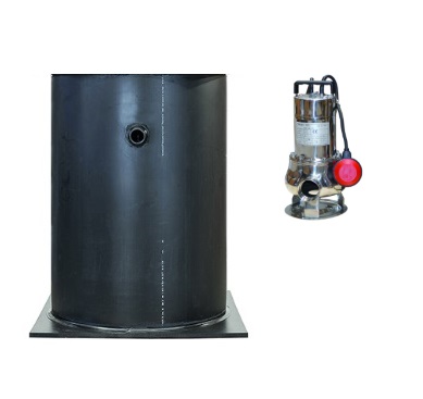 Pompput H2Q HDPE 630mm H=1200mm met bodemplaat 850mm, enkel pomp