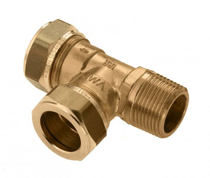 Bonfix messing knel punt T-stuk 90° bu.dr.