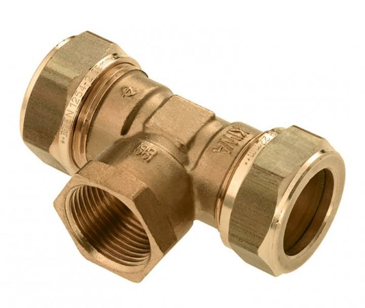 Bonfix messing knel schroef T-stuk 90° bi.dr.