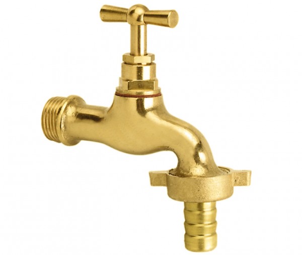 Tapkraan 1/2" met kruk, messing, met slangtule