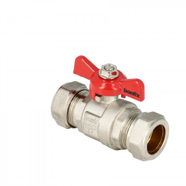 Bonfix messing kogelkraan 2x knel met vlinderhendel zonder aftap