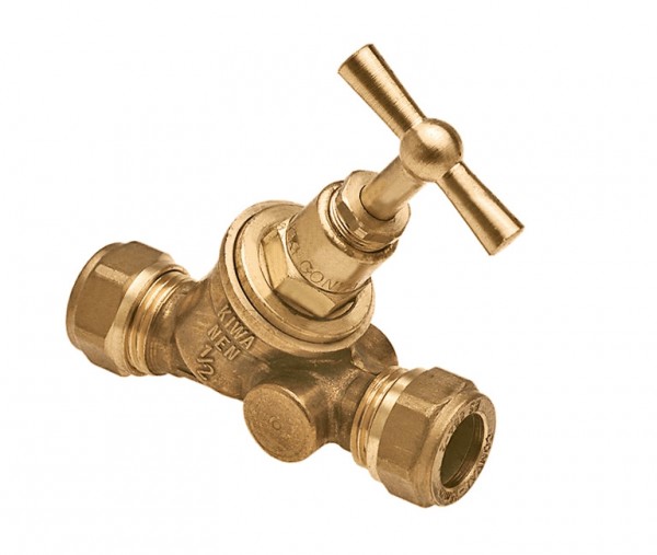 Bonfix messing stopkraan 2x knel met wartel zonder aftap