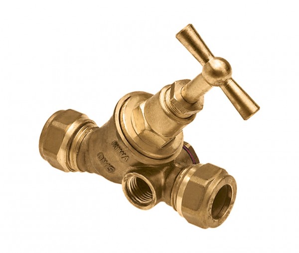 Bonfix messing stopkraan 2x knel met wartel en aftap mogelijkheid