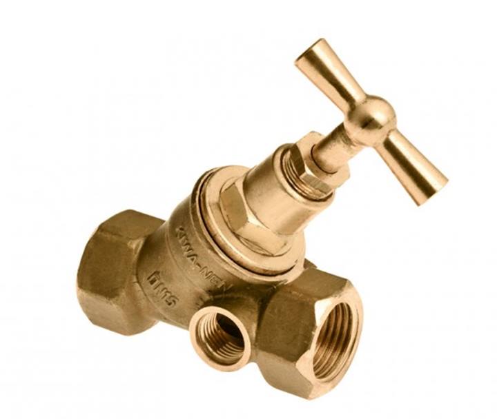 Bonfix messing stopkraan 2x bi.dr. met wartel en aftap mogelijkheid