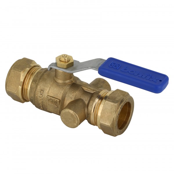 Bonfix messing kogelstopkraan 2x knel met hendel zonder aftap Kiwa