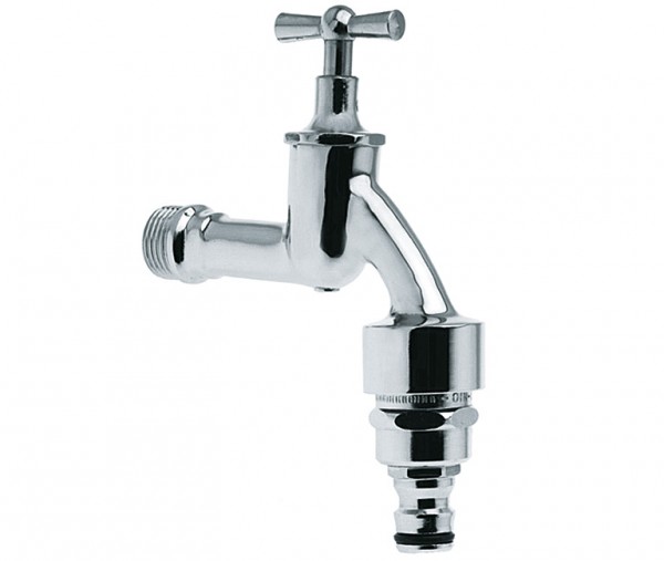 Tapkraan 1/2" met kruk, verchroomd, met snelkoppeling