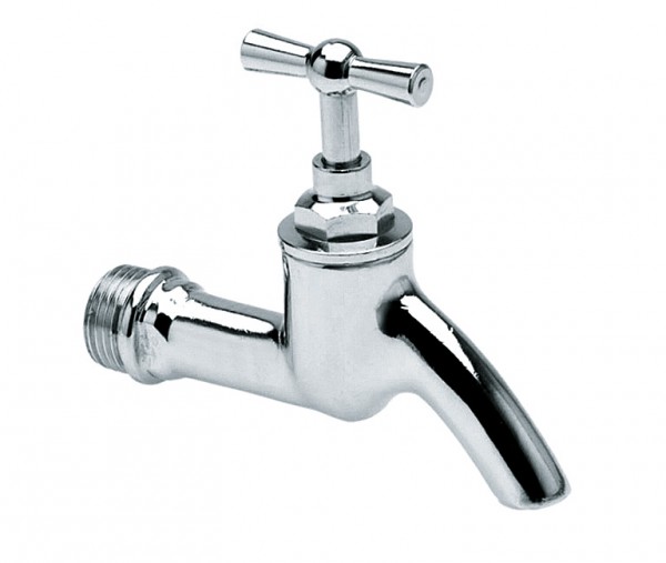 Tapkraan 1/2" met kruk, verchroomd, met gladde uitloop