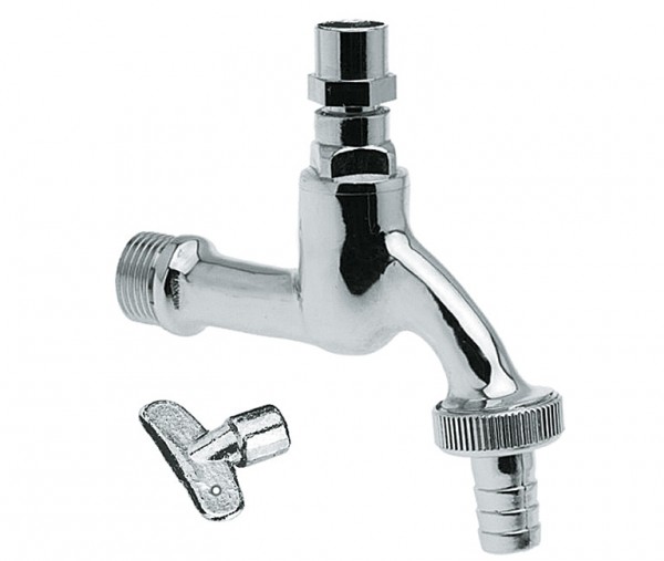 Tapkraan 1/2" met sleutelbediening, verchroomd, met slangtule