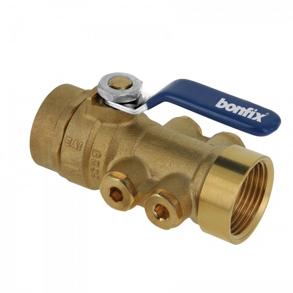 Bonfix kogelstopkraan 2x bi.dr. met EA terugstroombeveiliging kiwa en aftap mogelijkheid