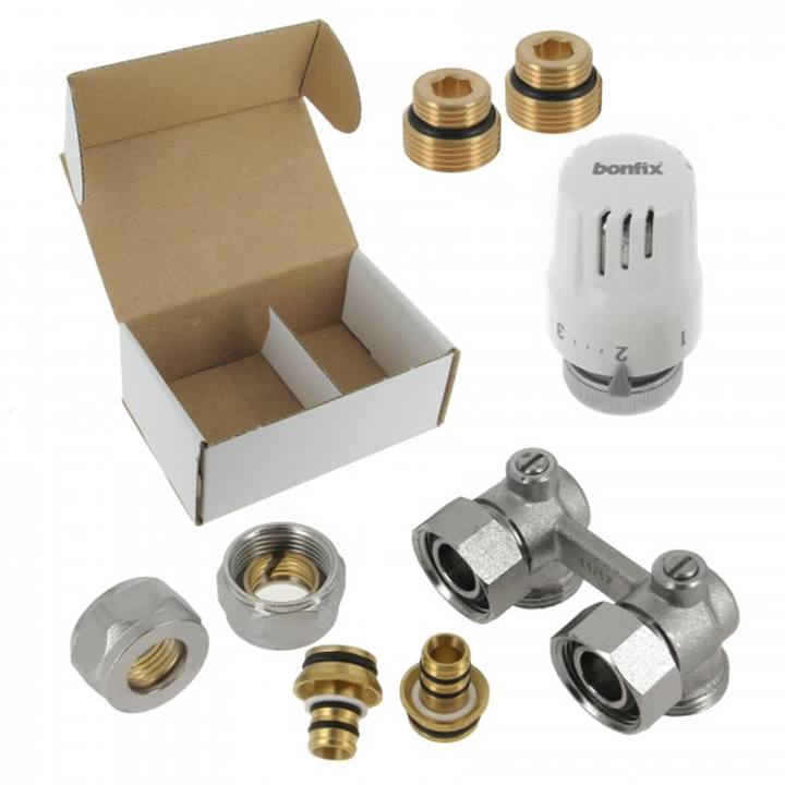 Bonfix radiator aansluitset muur haaks 99507