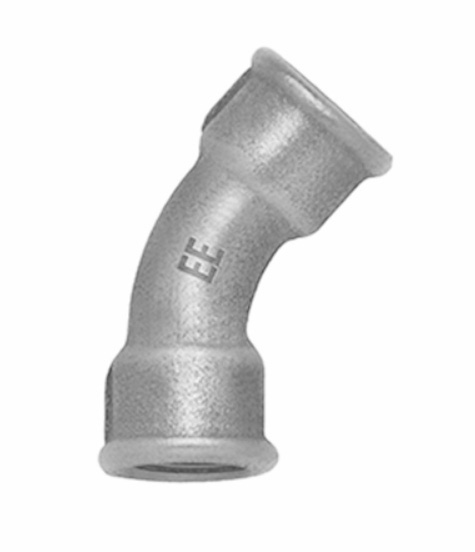 Verzinkt lange bocht 45° 2x bi.dr. nr.41