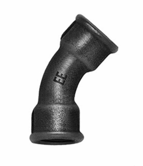 Zwart bocht 45° 2x bi.dr. nr.41