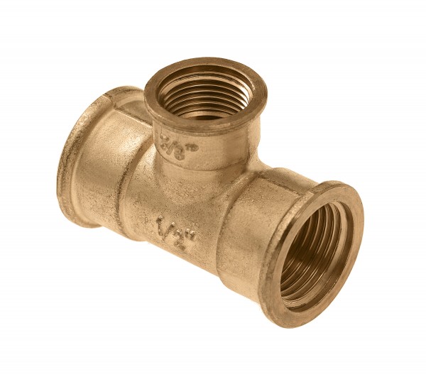 Messing verloop T-stuk 90° 3x bi.dr. nr.130