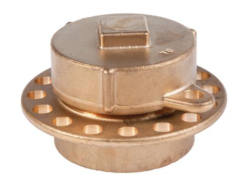 Messing peildop met kap bi.dr. en slotgat