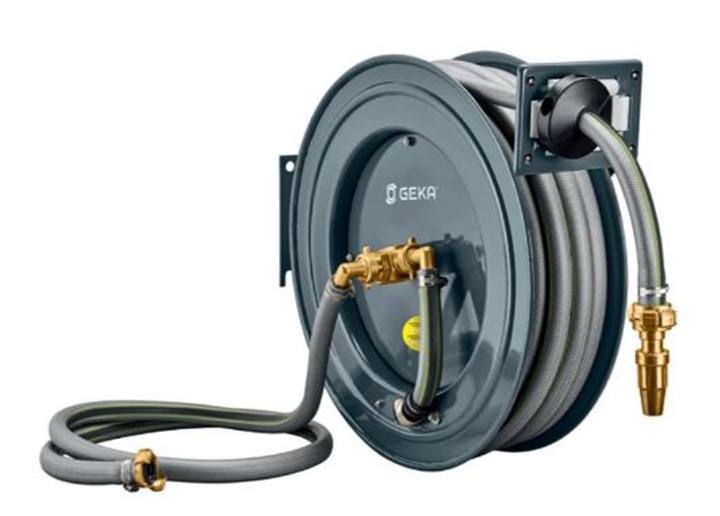 Geka Plus automatische slanghaspel type PA20SK met 20 meter PVC slang, 2m aanvoerslang en koppelingen