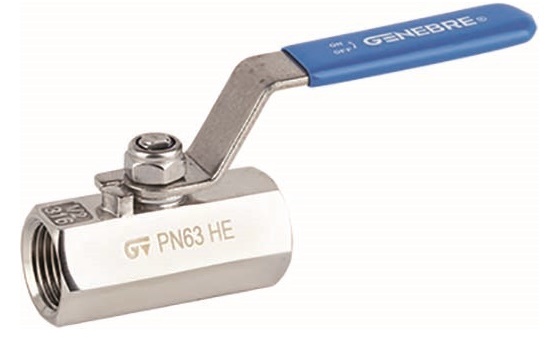 Genebre (2001) RVS kogelkraan RVS 316 1-delig 2x bi.dr. PN63, vernauwde doorlaat