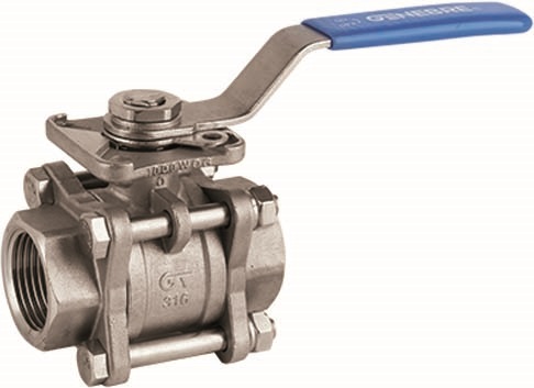 Genebre (2025) RVS 316 kogelkraan 3-delig 2xbi.dr. met BSP draad ISO 5211 PN63