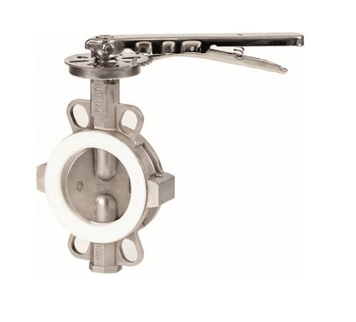 Genebre (2104) RVS 316 vlinderklep t.b.v. DIN flenzen met hendel