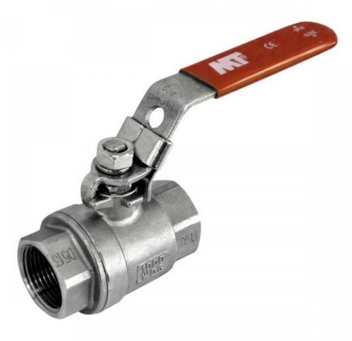 RVS 316 kogelkraan 2x bi.dr. PN63, rode hendel