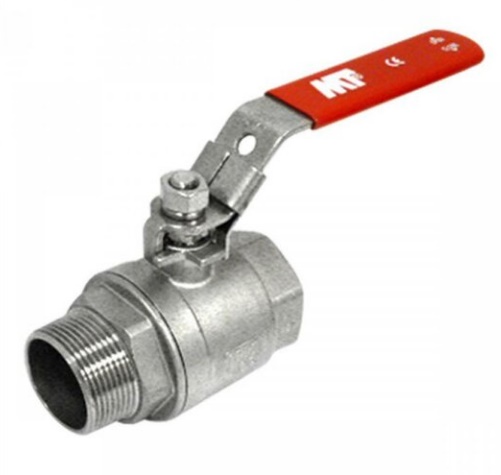 RVS 316 kogelkraan bi.dr. x bu.dr. PN63, rode hendel