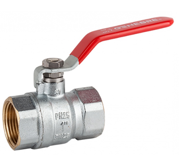 Genebre (3029H) Messing kogelkraan 2x bi.dr. PN25 met rode hendel