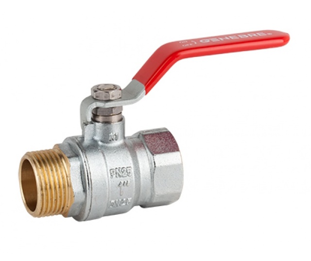 Genebre (3034H) Messing kogelkraan bi. x bu. PN25 met rode hendel