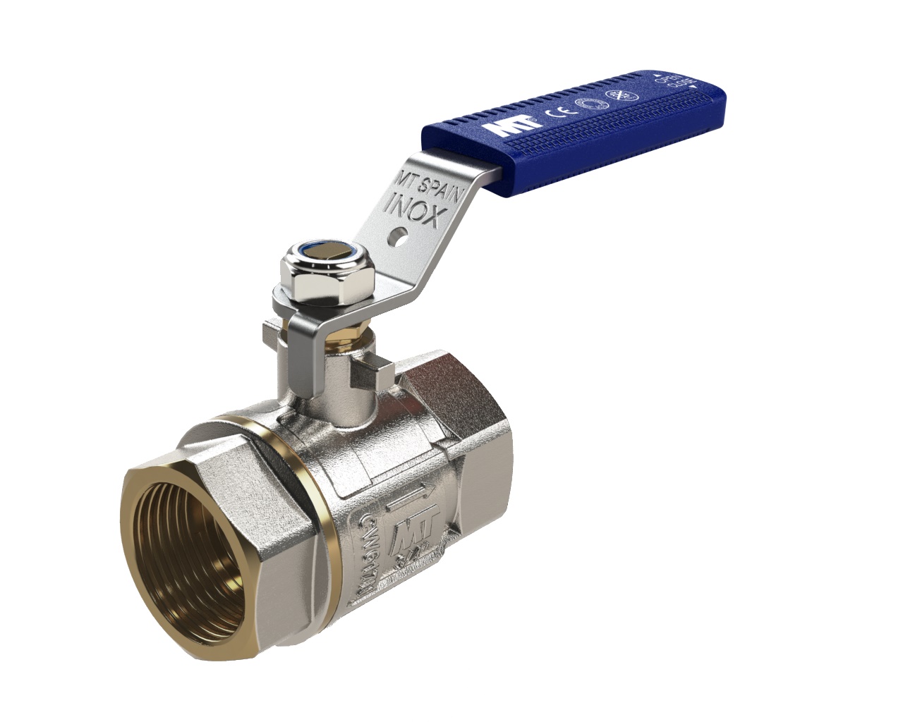 Messing kogelkraan M42952 2x bi.dr. met RVS hendel PN30 * No-Frost *