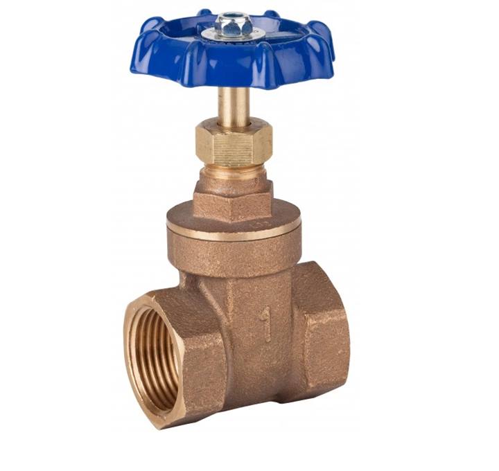 Genebre (3229) Bronzen schuifafsluiter 2x bi.dr. PN20 met blauw aluminium handwiel