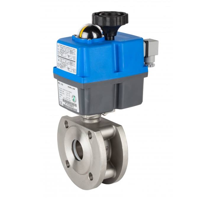 Genebre (5618) RVS 316 1-delige kogelkraan DIN flens (2118) + actuator 24-240V