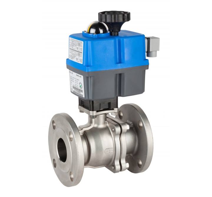 Genebre (5628A) RVS 316 2-delige kogelkraan met ANSI flens (2528A) + actuator 24-240V